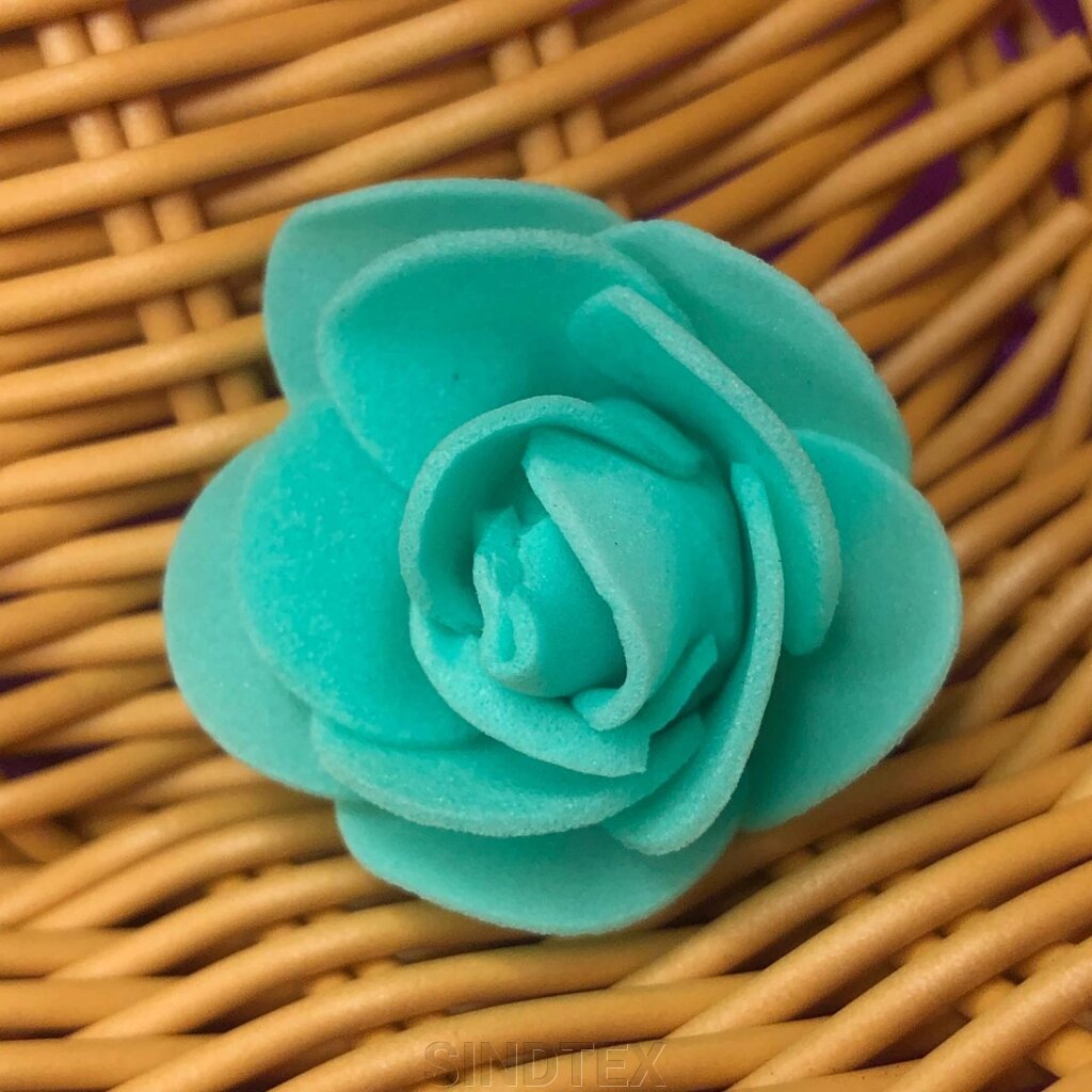 Троянда латексна (фоаміран), бутон 3 см - бірюзовий від компанії SINDTEX - фото 1