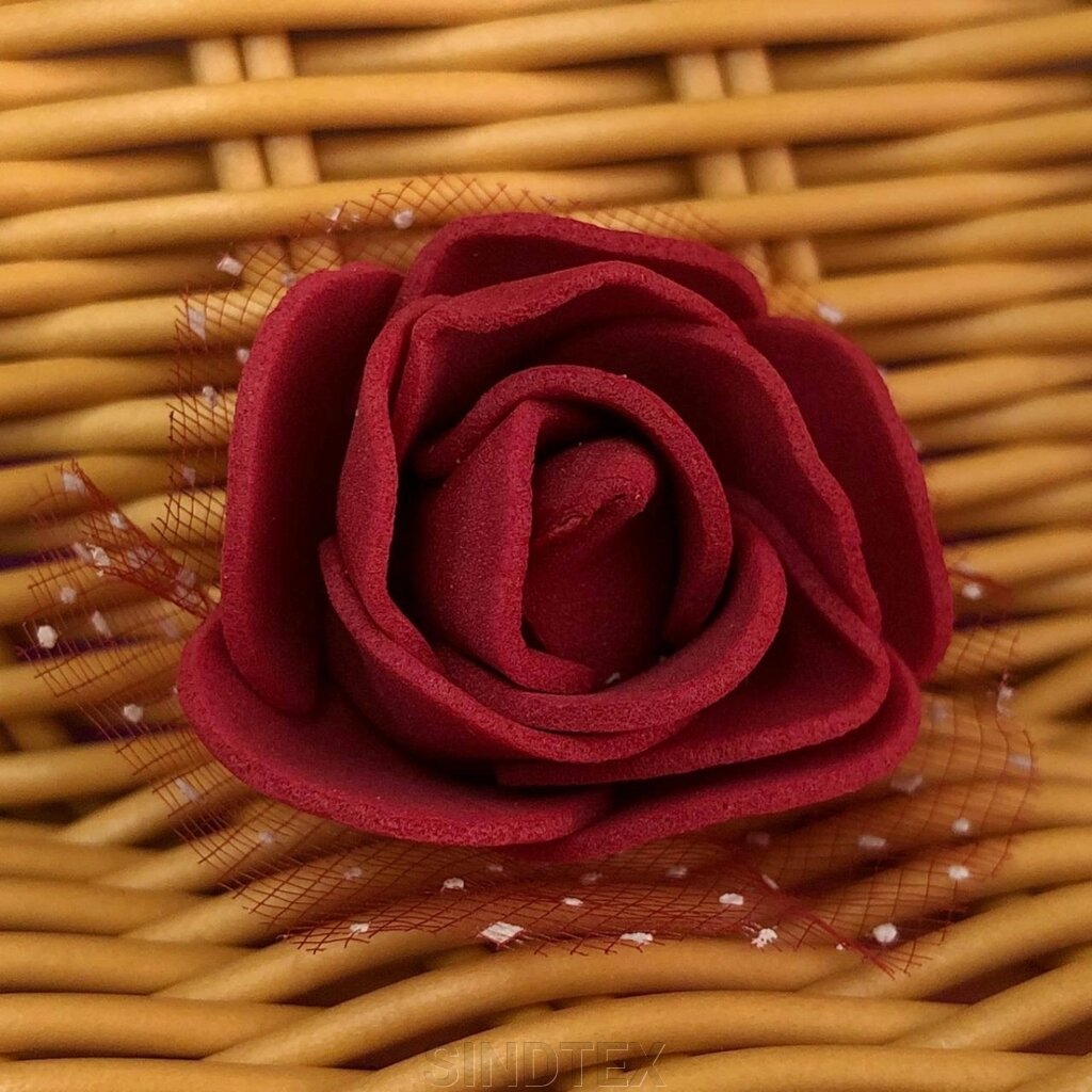 Троянда з фатином латексна (фоаміран), бутон 3 см - бордовий від компанії SINDTEX - фото 1