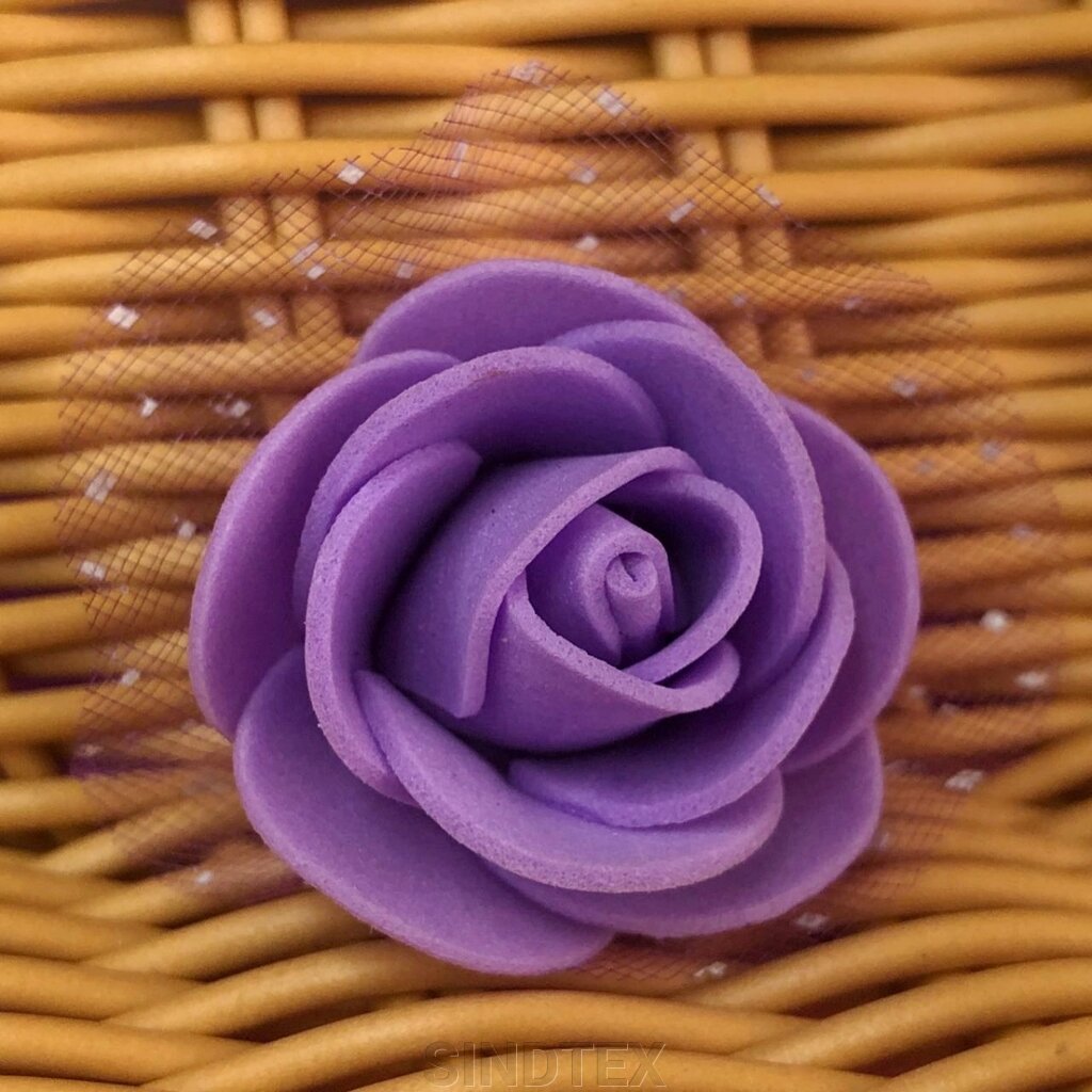 Троянда з фатином латексна (фоаміран), бутон 3 см - фіолетовий від компанії SINDTEX - фото 1