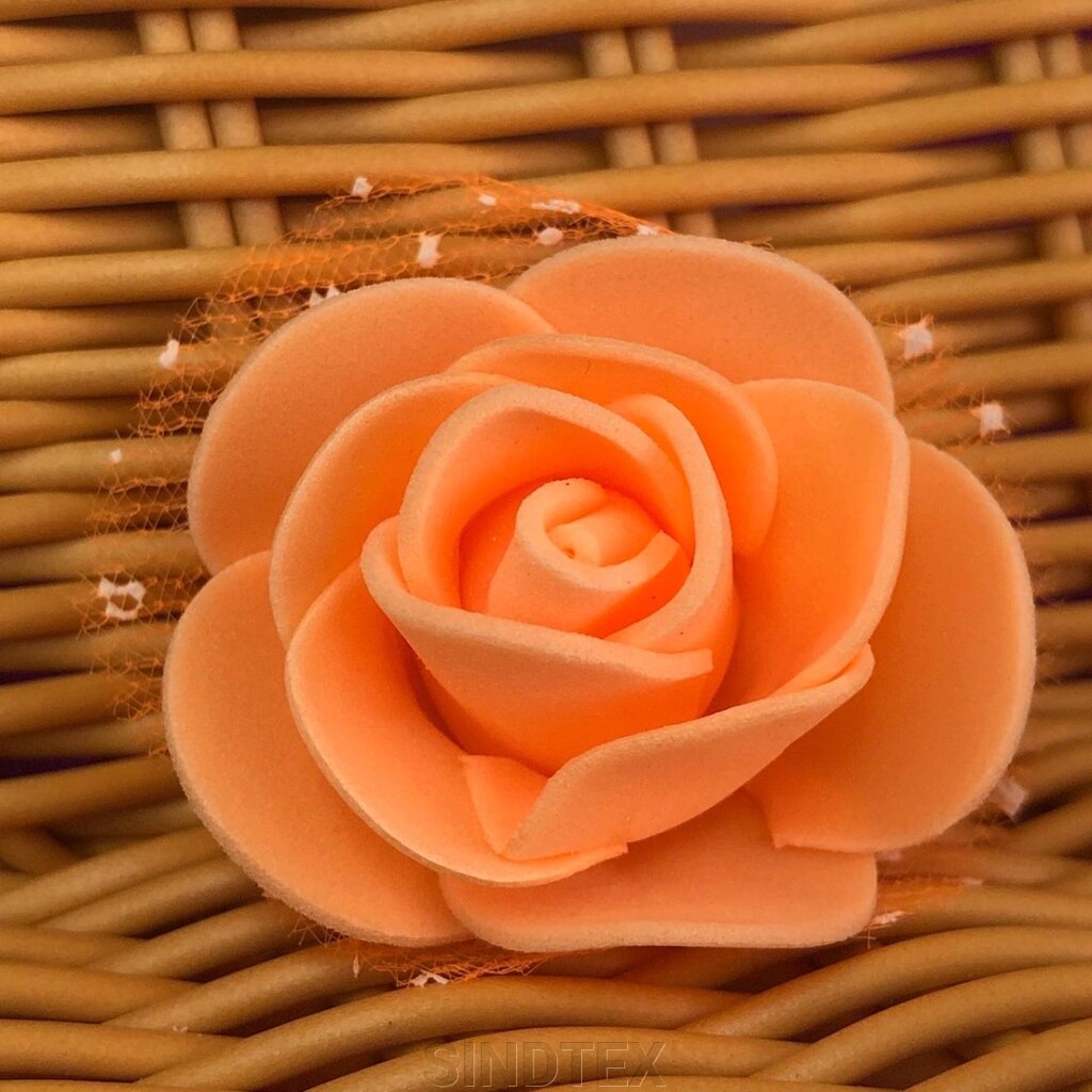 Троянда з фатином латексна (фоаміран), бутон 3 см - помаранчевий від компанії SINDTEX - фото 1