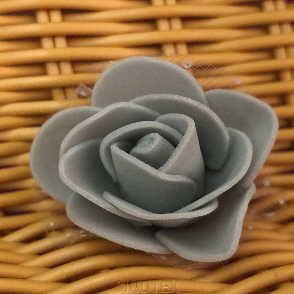 Троянда з фатином латексна (фоаміран), бутон 3 см - сірий від компанії SINDTEX - фото 1