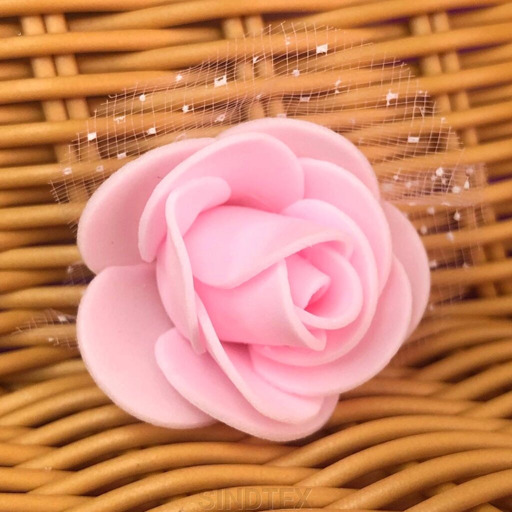 Троянда з фатином латексна (фоаміран), бутон 3 см - світло  рожева від компанії SINDTEX - фото 1