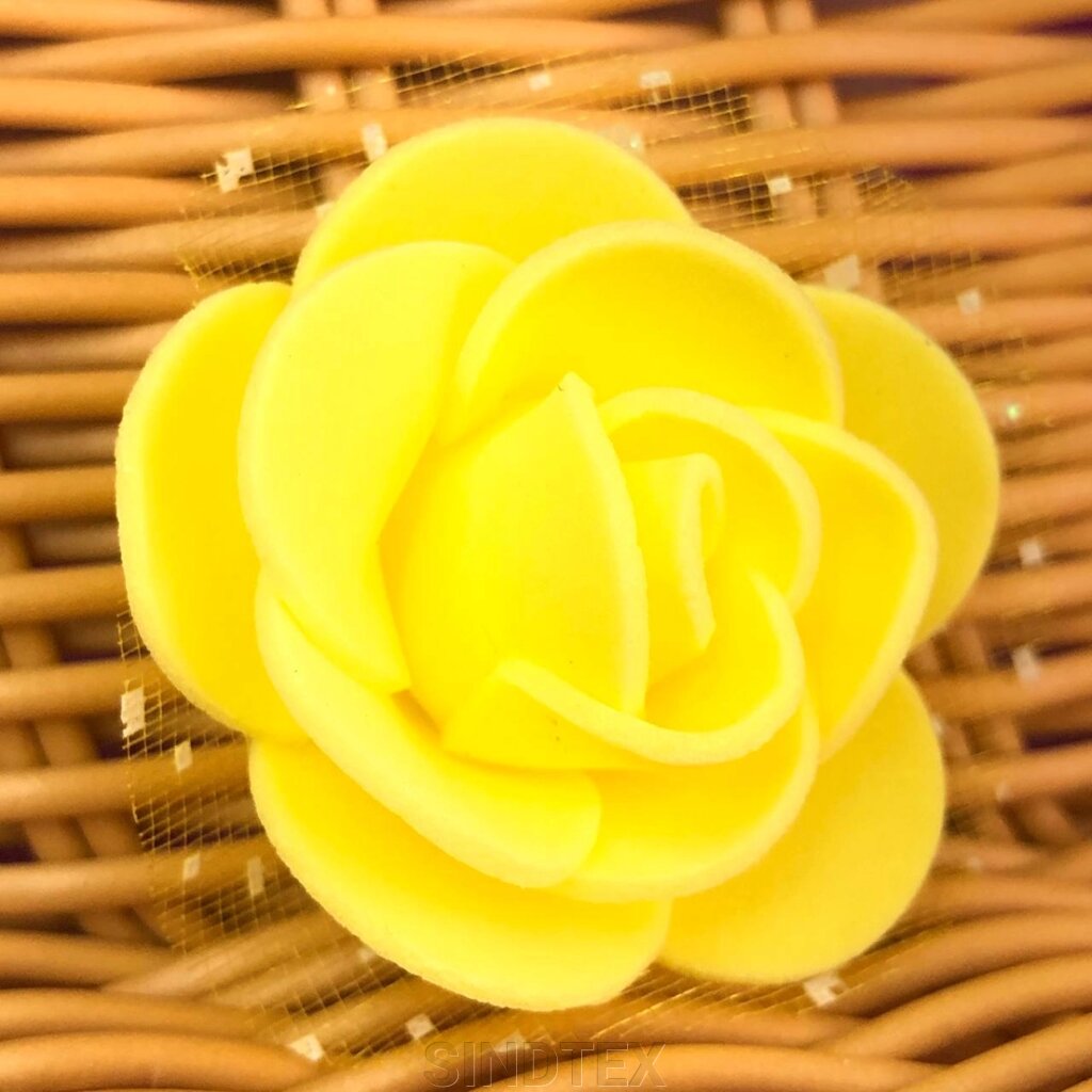 Троянда з фатином латексна (фоаміран), бутон 3 см - жовтий від компанії SINDTEX - фото 1