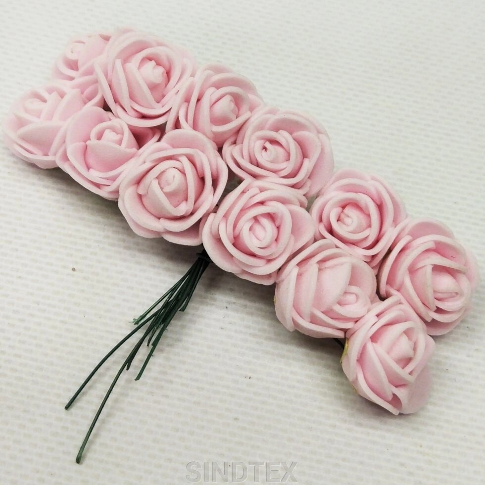 Трояндочки з фоамірану (12шт) колір - Ніжно рожевий від компанії SINDTEX - фото 1