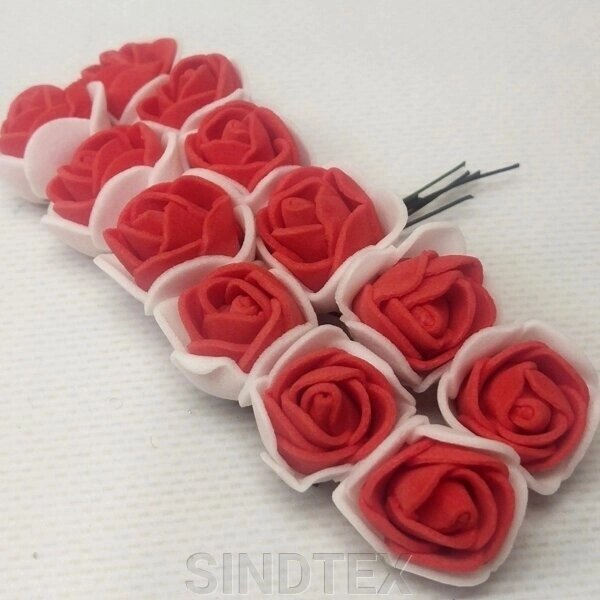 Трояндочки з фоамірану (ціна за 12шт),Білий+червоний від компанії SINDTEX - фото 1