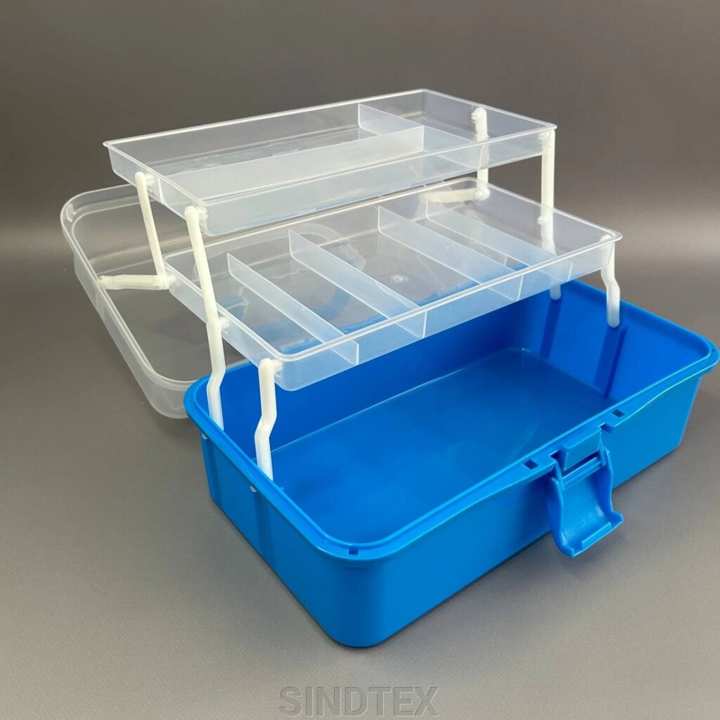 Валіза-органайзер для рукоділля та шиття 30х14х17 см, блакитний від компанії SINDTEX - фото 1