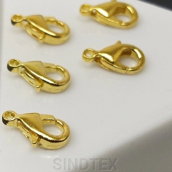 Замочок карабін 10х5 мм, колір лимонне золото, упаковка 5 од від компанії SINDTEX - фото 1