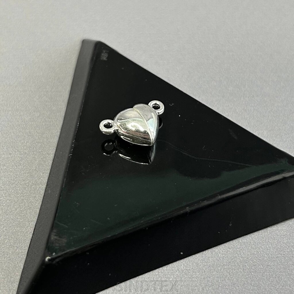 Замочок магнітний "Серце" 10 мм - світле срібло від компанії SINDTEX - фото 1