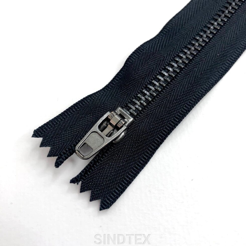 Застібка-блискавка металева 18 см, чорна з чорним від компанії SINDTEX - фото 1