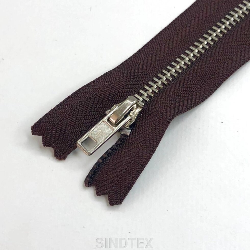 Застібка-блискавка металева 18 см, коричневий (срібло) від компанії SINDTEX - фото 1