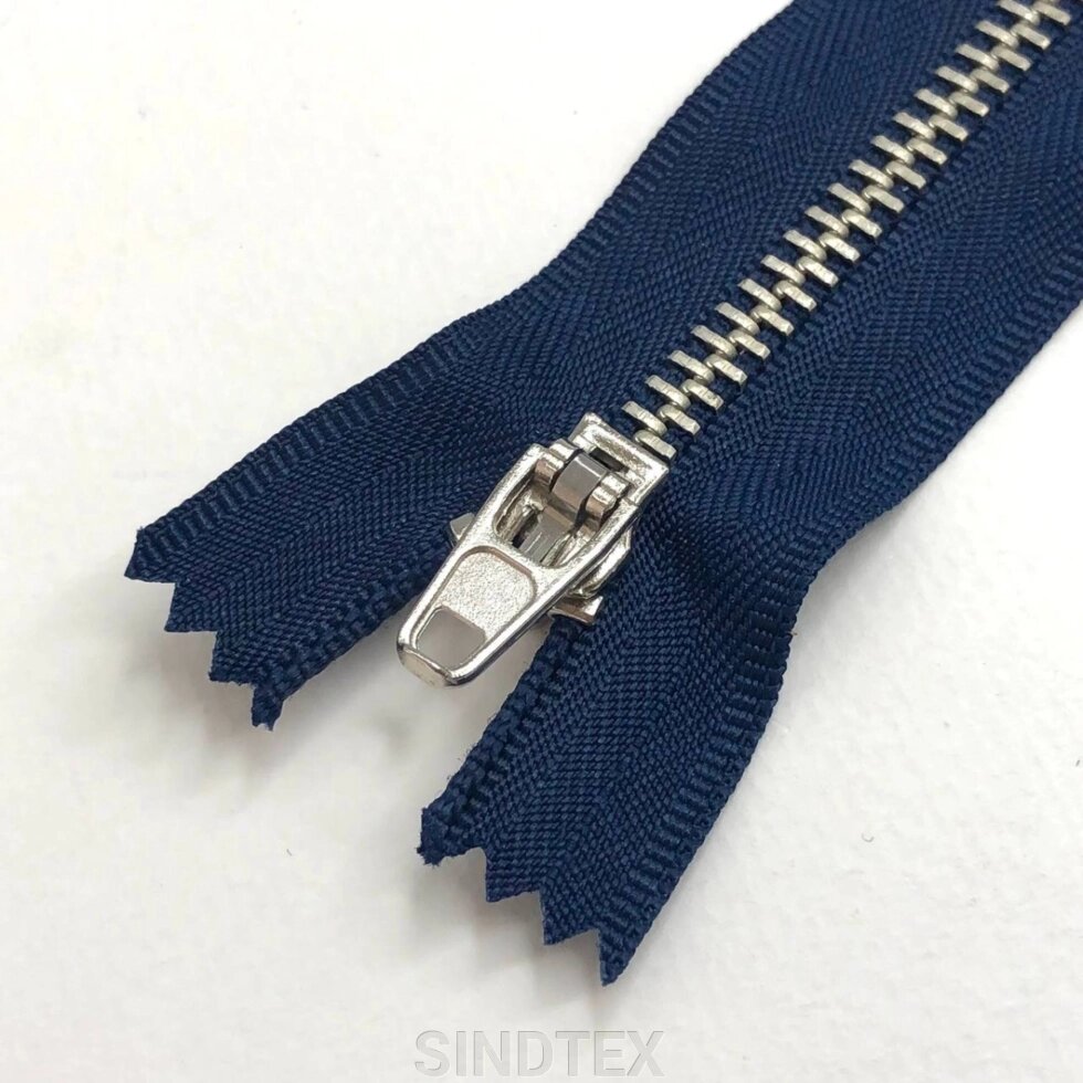 Застібка-блискавка металева 18 см, синій (срібло) від компанії SINDTEX - фото 1