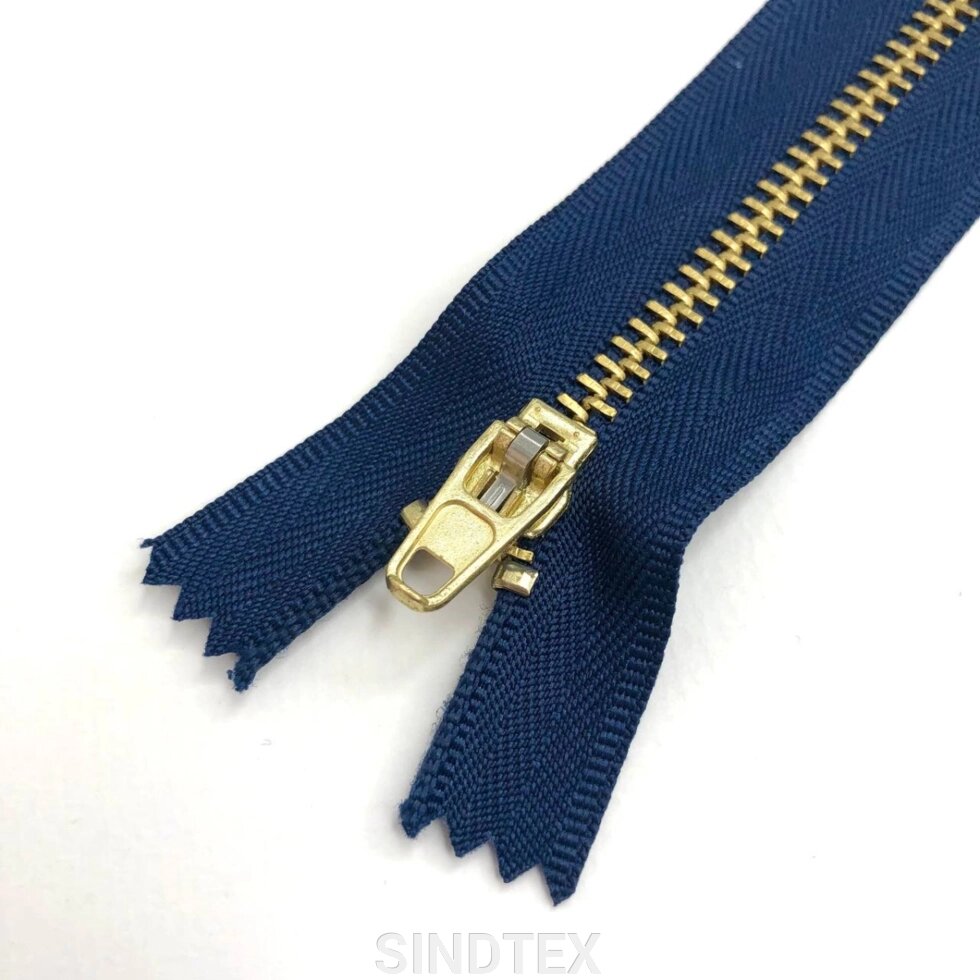Застібка-блискавка металева 18 см, синій (золото) від компанії SINDTEX - фото 1