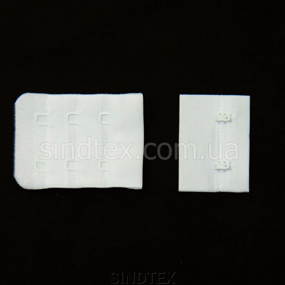 Застібка для бюстгальтера на 2 гачки, білий 3х5 см від компанії SINDTEX - фото 1