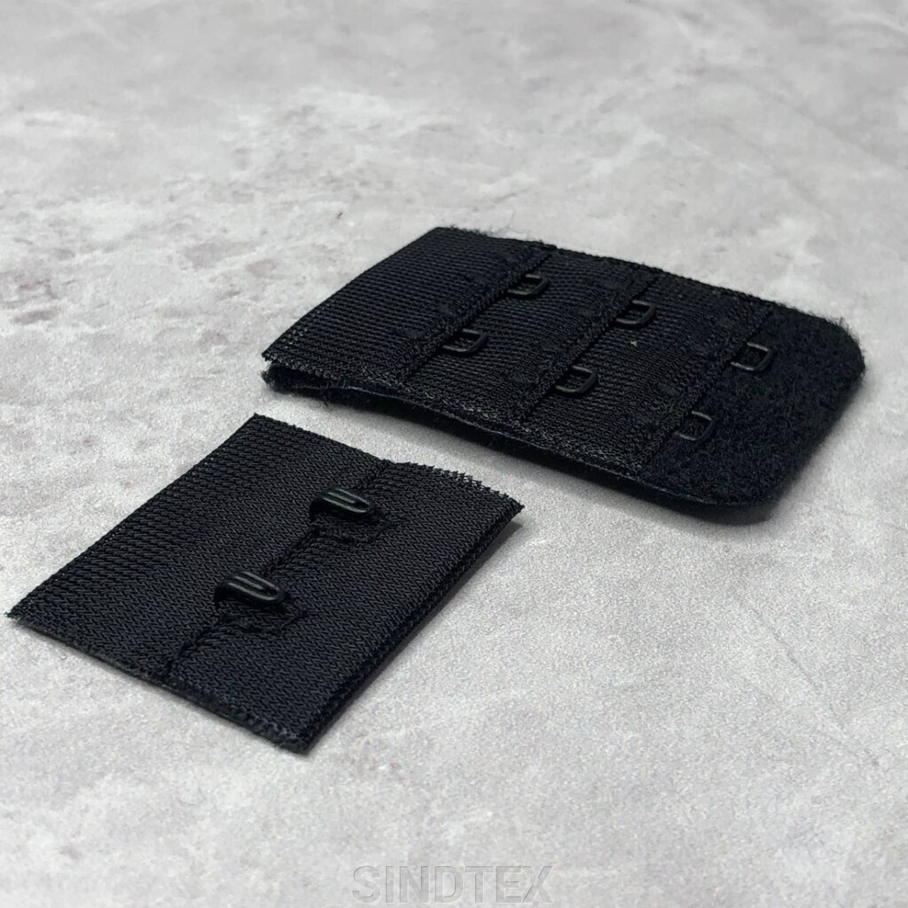 Застібка для бюстгальтера на 2 гачки, чорний хром 3х5 см від компанії SINDTEX - фото 1