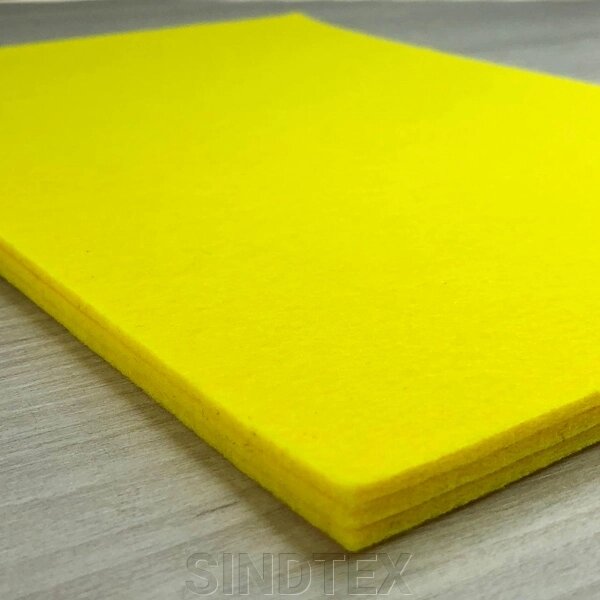 Жорсткий фетр, щільний, 3 мм, 20х30 см, колір - жовтий С55 від компанії SINDTEX - фото 1
