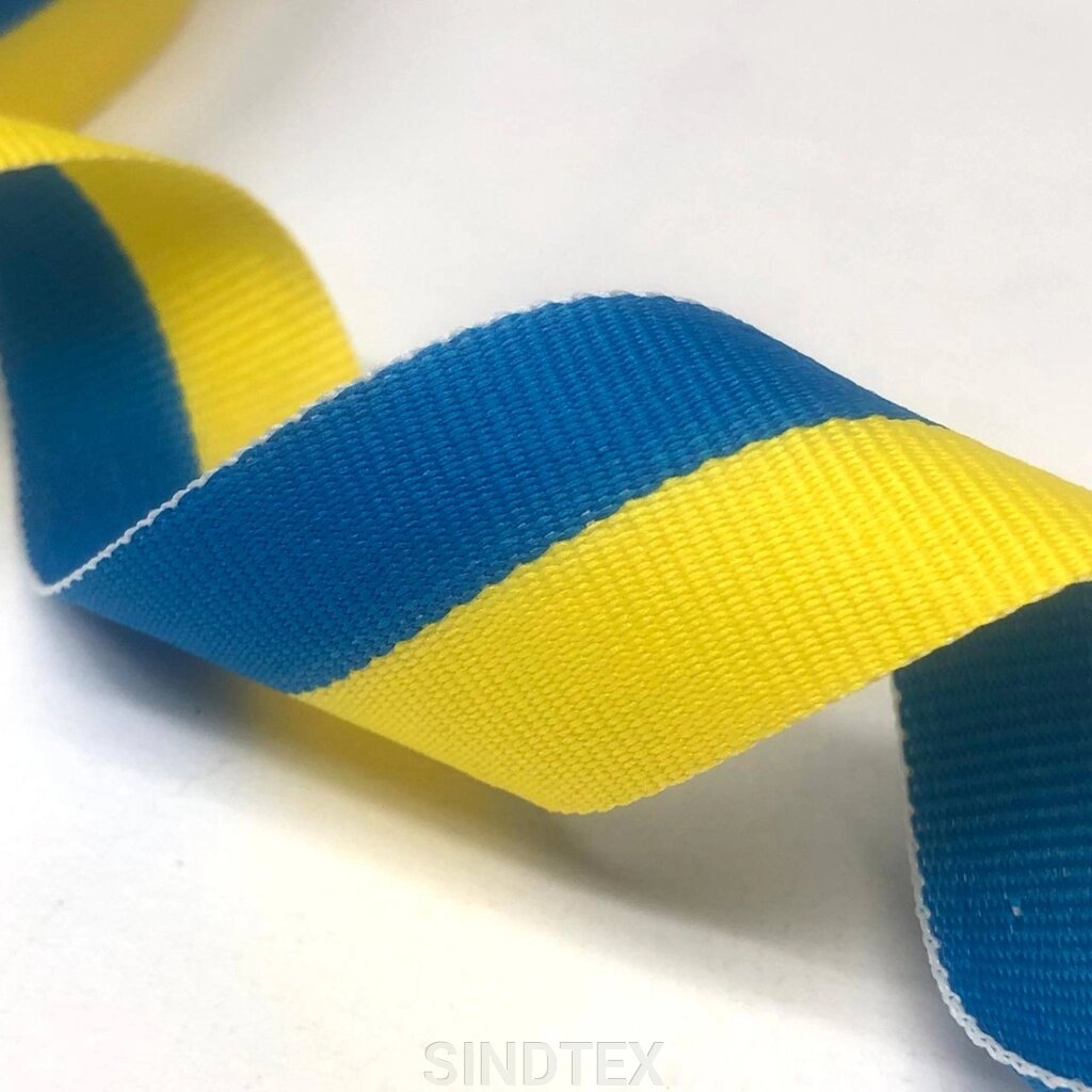 Жовто-блакитна 2,5см. стрічка репсова 1м. від компанії SINDTEX - фото 1