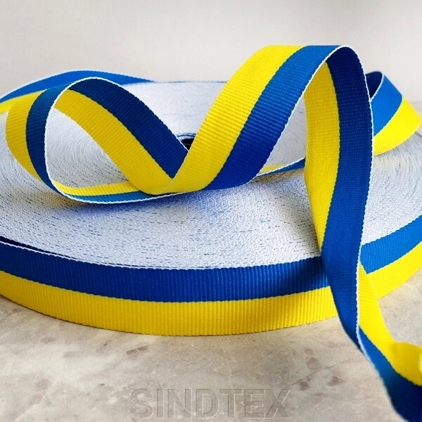 Жовто-блакитна 2см. стрічка репсова 1м. від компанії SINDTEX - фото 1
