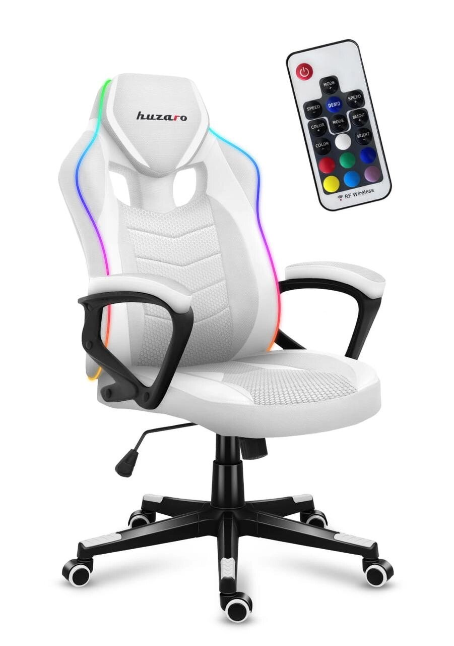 Комп'ютерне крісло HUZARO Force 2.5 RGB White тканина від компанії Melville - фото 1