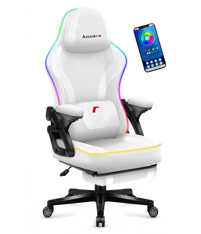 Комп'ютерне крісло Huzaro Force 4.6 White RGB тканина від компанії Melville - фото 1