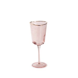 Келих для вина REMY-DECOR скляний Ice Evans 300 мл коралового кольору із золотим кантом дизайнерський фужер