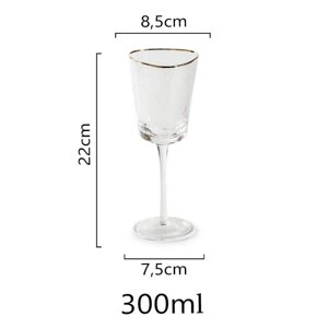 Келих для вина REMY-DECOR скляний Ice Evans 300 мл прозорого кольору із золотим кантом дизайнерський фужер
