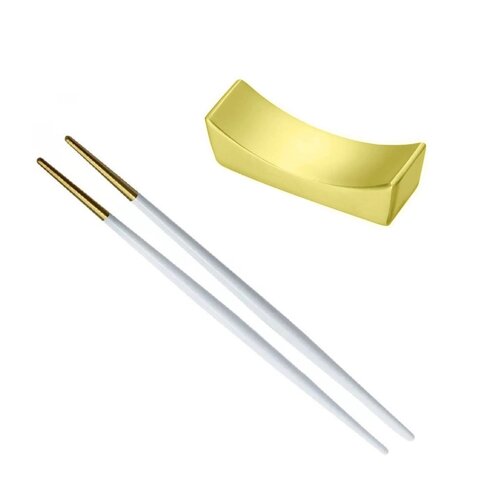 Комплект золотої підставки та паличок для суші золото із білою ручкою REMY-DECOR для дому ресторанів, кафе.