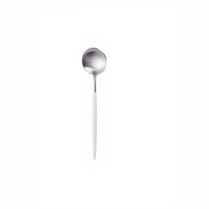 Ложка чайна REMY-DECOR срібного кольору з білою ручкою з нержавійки. Прилади для ресторанів і будинку