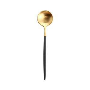 Десертна ложка REMY-DECOR золотого кольору з чорною ручкою з нержавіючої сталі. Прилади для ресторанів кафе та будинку