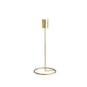 Підсвічник святковий REMY-DEСOR металевий Гуннар золотого кольору для тонкої свічки висота 23 см декор дому