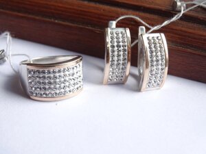 Срібні сережки swarovski Сваровскі з золотими вставками