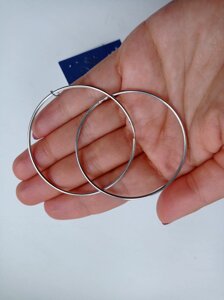 Жіночі Срібні сережки-кільця (конго) Срібло 925 діаметр 55 мм ( 5.5 см)
