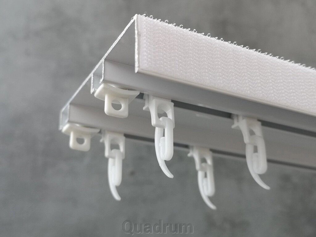 Стельовий карниз Quadrum подвійний посилений алюмінієвий з планкою 10 мм 100 см - розпродаж