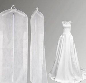 Чохол для одягу, весільних суконь з клином на блискавці білий, 60*170*20 см