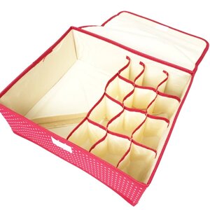 Коробка - органайзер для зберігання білизни, одягу для дому з кришкою червоний горох