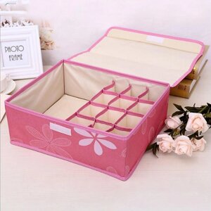 Коробка - органайзер для зберігання білизни, трусів, ліфчиків кришкою рожевий
