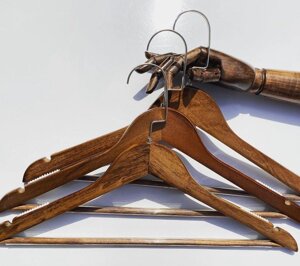 Плічка вішалки тремпелі дерев'яні для одягу горіх, 44 см