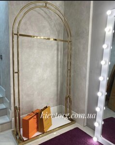 Стійка вішалка золота підлогова для магазину одягу, 2,3 м