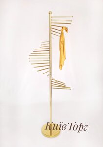 Вішалка стійка золота підлогова для шарфів, платків, ременів та аксесуарів, торговельне обладнання