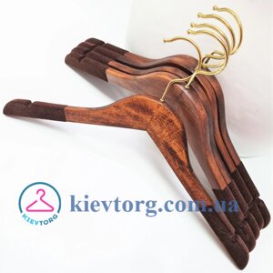 Вішалки плічка дерев'яні з оксамитовим плечем Італія VIP, 44 см
