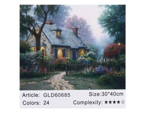 Алмазна мозаїка за номерами 30*40 "Будиночок у лісі" карт уп. (полотно на рамі)
