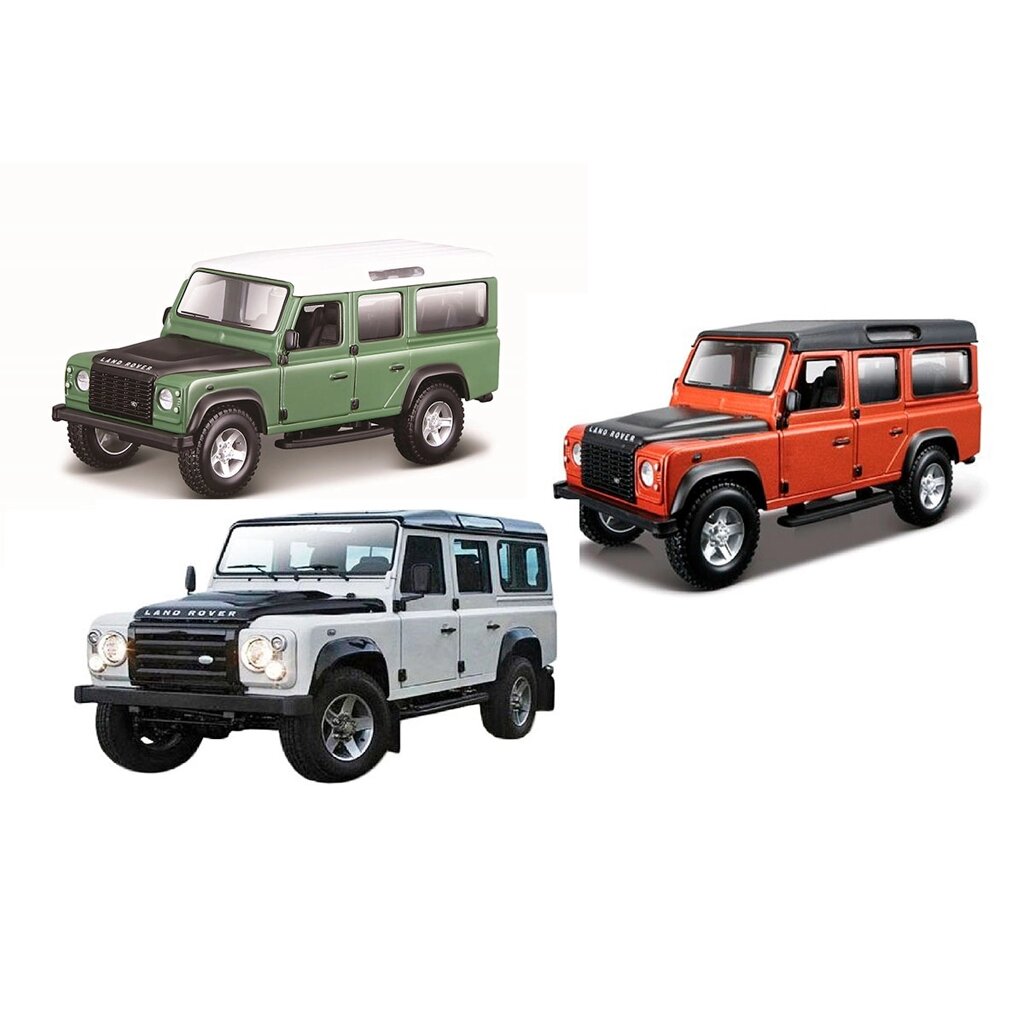 Автомобільний - Land Rover Defender 110 (різний білий, помаранчевий металевий 1:32) від компанії Pavlusha Toys - фото 1