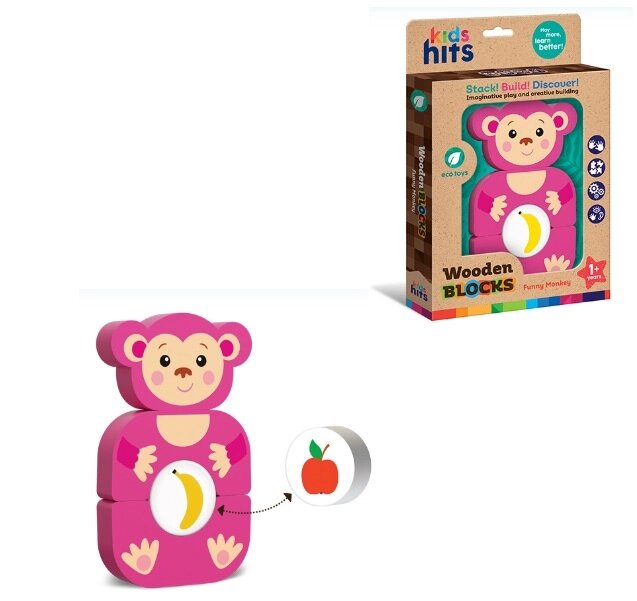 Дерев'яна іграшка Kids hits мавпочка 4 деталі кор. 18,5*27,9*3 см /40/ від компанії Pavlusha Toys - фото 1