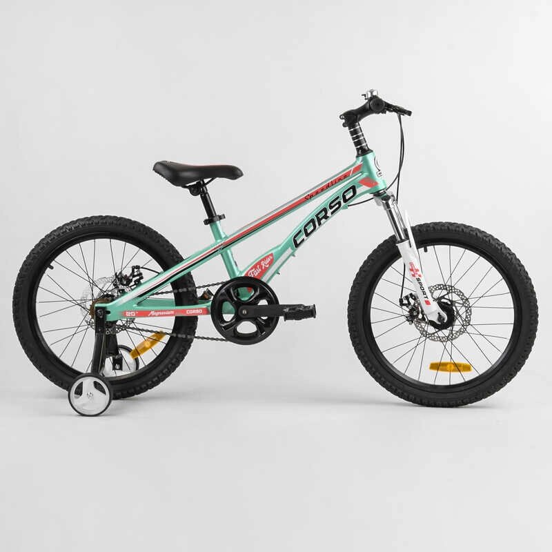 Дитячий магнієвий велосипед 20'' CORSO «Speedline» магнієва рама, дискові гальма, додаткові колеса, зібраний на 75% /1/ від компанії Pavlusha Toys - фото 1