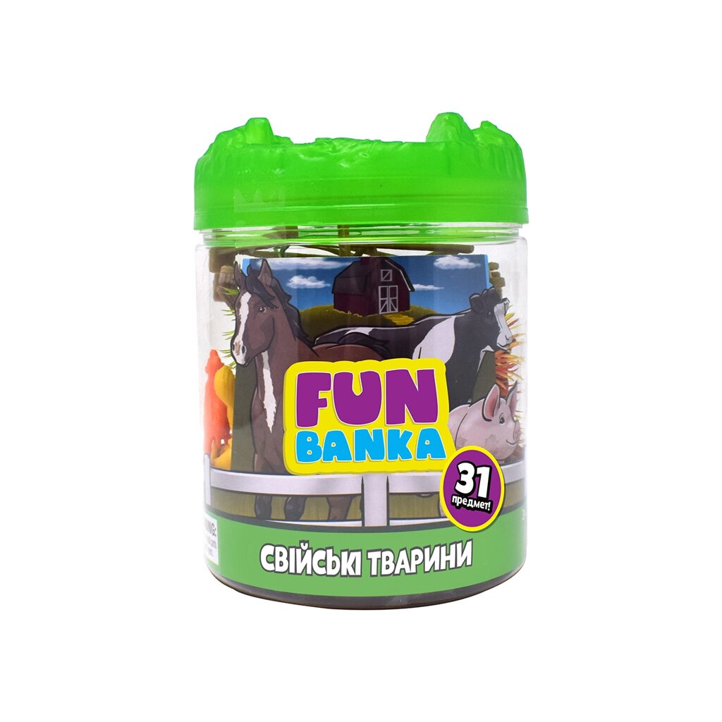 Ігровий міні-набір FUN BANKA – СВІЙСЬКІ ТВАРИНИ від компанії Pavlusha Toys - фото 1