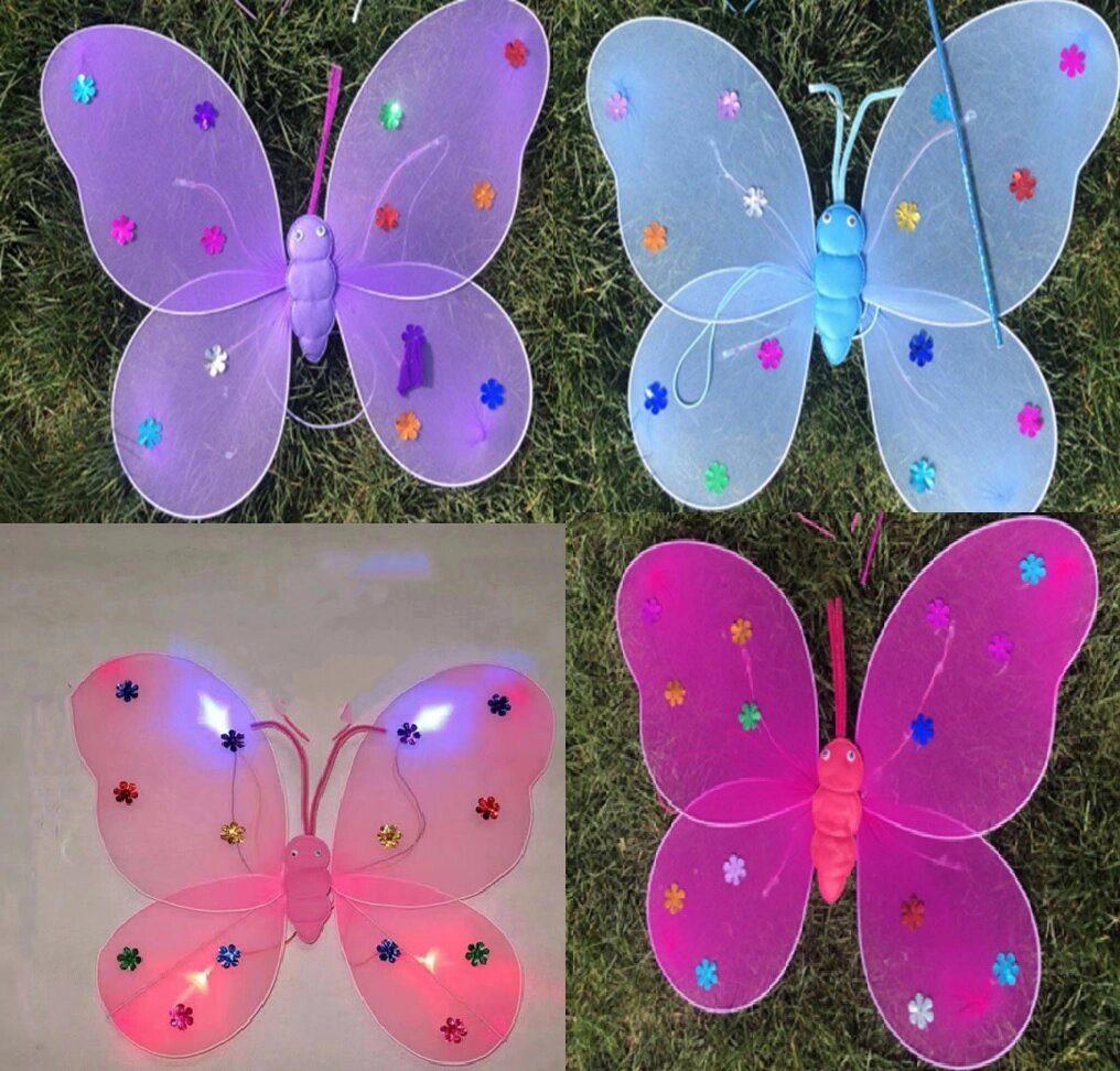 Карнавальний костюм крила метелика зі світлом 47*36см 4 кольори в п/е /300/ від компанії Pavlusha Toys - фото 1