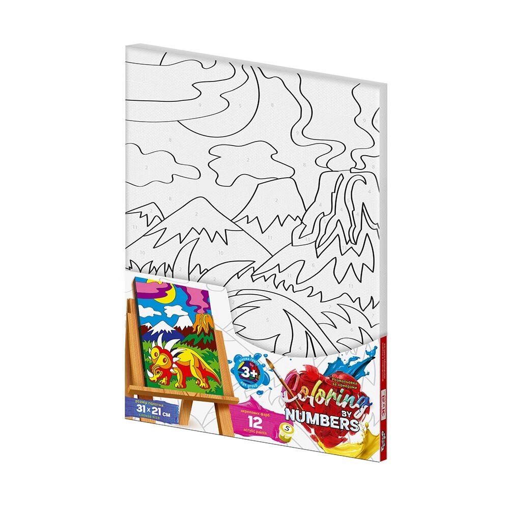 Креативна творчість "Розмальовка за номерами "Coloring by numbers" 31см*21см с. 2 №9 динозавр від компанії Pavlusha Toys - фото 1