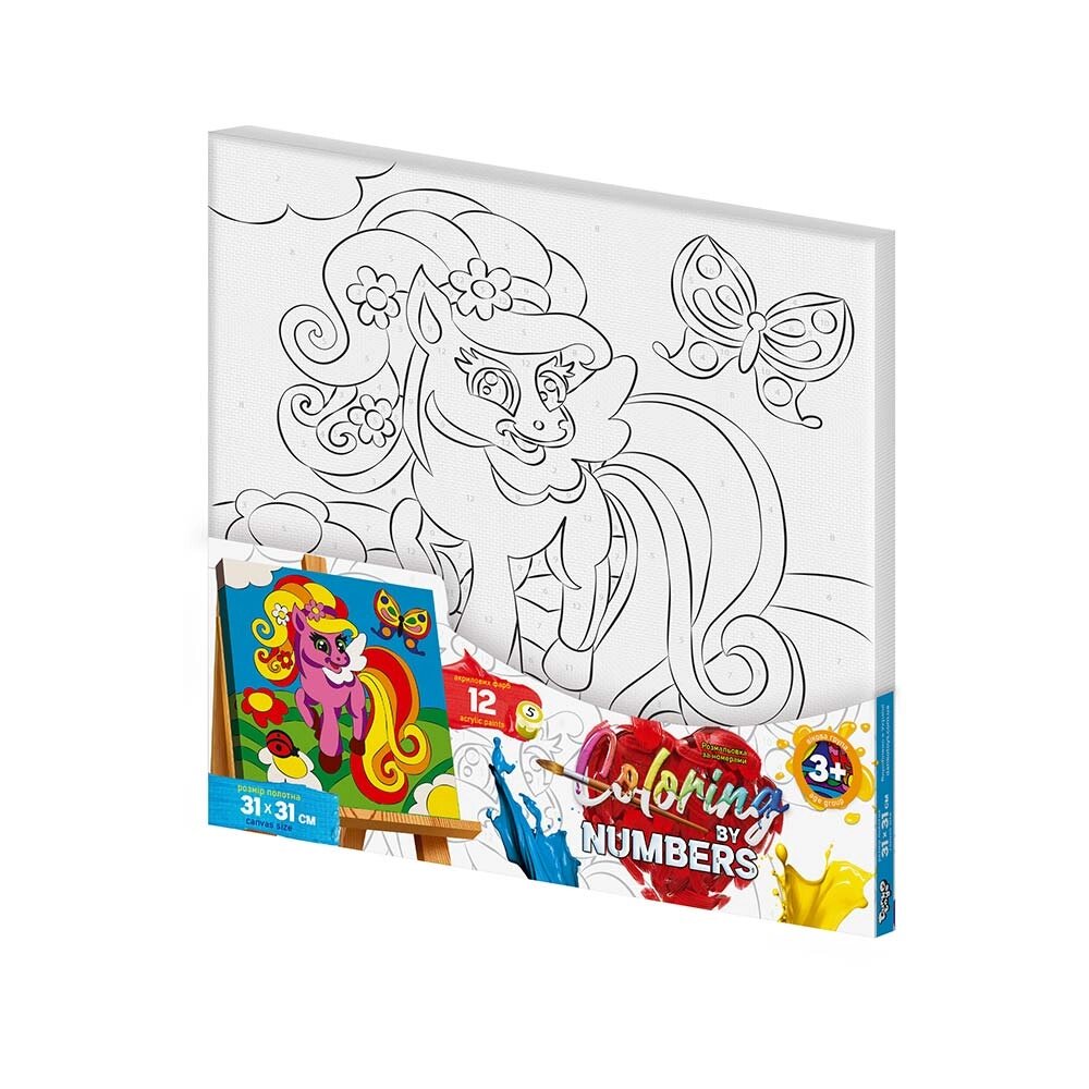 Креативна творчість "Розмальовка за номерами "Coloring by numbers" 31см*31см с. 1 №2 поні від компанії Pavlusha Toys - фото 1