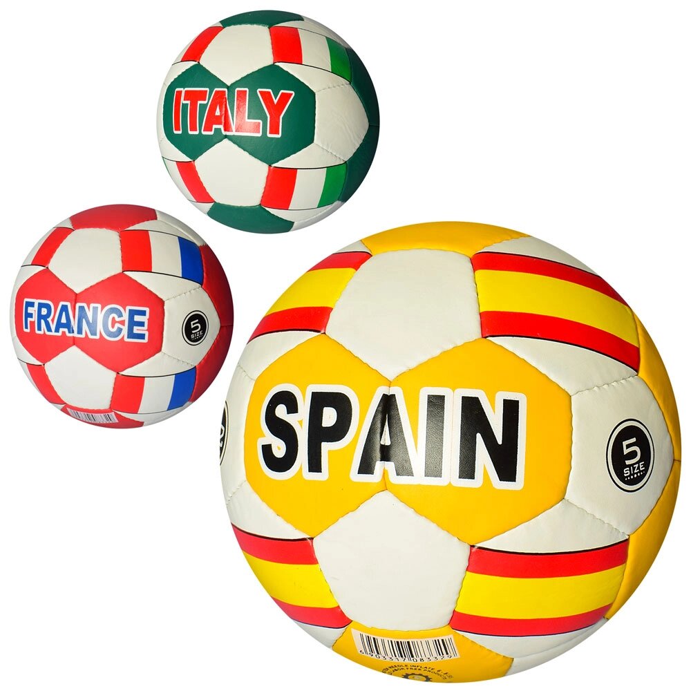 М'яч футбольний розмір 5, ПУ1, 4мм, руч. робота, 32панелі, 400-420г,3в (країни), у п/е /30/ від компанії Pavlusha Toys - фото 1