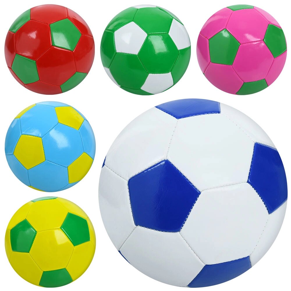 М'яч футбольний розмір 5, ПВХ, 260-280г, мікс кольорів, в п/е /30/ від компанії Pavlusha Toys - фото 1