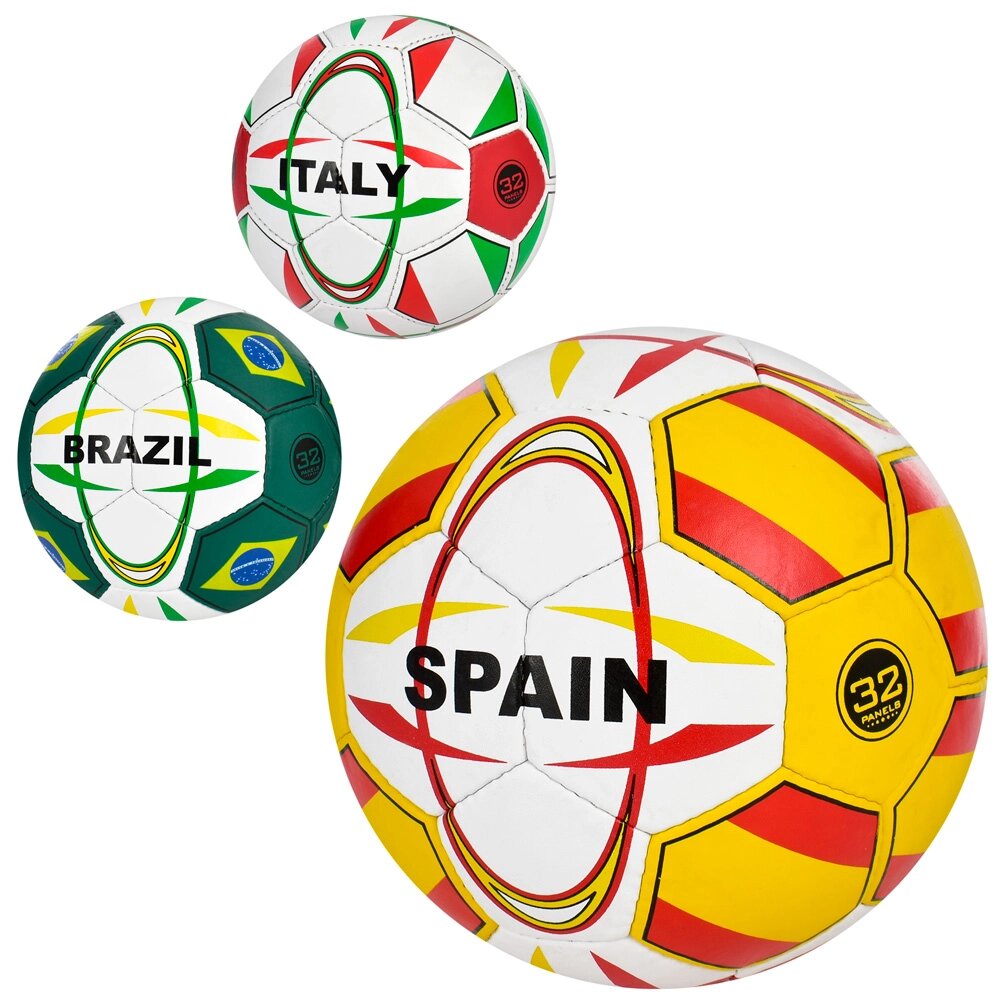 М'яч футбольний розмір5, ПУ1,4мм,4шари, ручн. робота,32панелі,400-420г,3види (країни),п/е /30/ від компанії Pavlusha Toys - фото 1